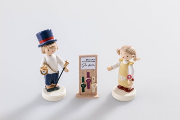 Figuren-Set "Flachshaarkinder mit Uhren"